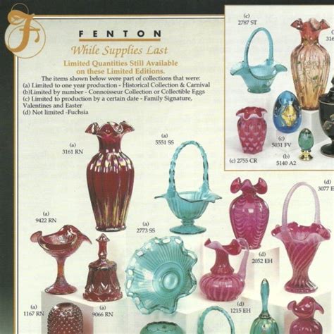 Fenton at Mid-Century, 1955-1959 Selected Catalog Reprints. . Old fenton glass catalogs